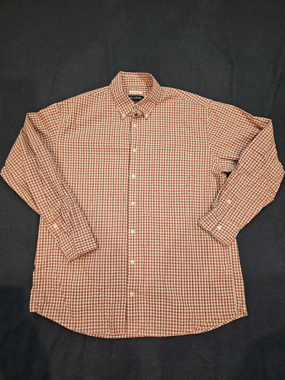 Jos. A. Bank Red and White Traditional For Gingham Button-Down Shirt